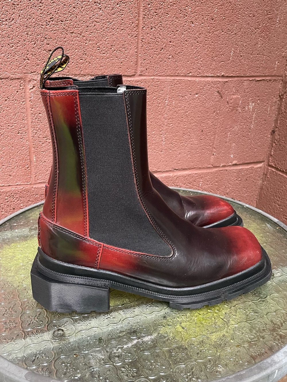 Dr Martens Maybole Square Toe Platform Chelsea Boots 9 Black / Cherry Red - Picture 4 of 14